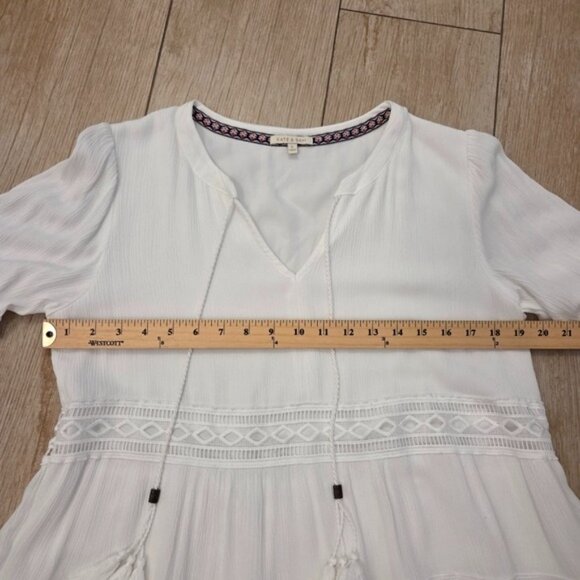 Kate & Sam White Gauzy Crochet Tassel Dress sz Large - Picture 4 of 7